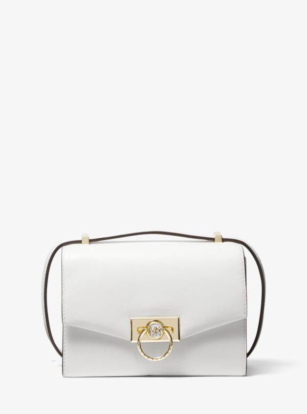 Damske Spojková Taška Michael Kors Hendrix Extra-Small Leather Biele - Kabelky Michael Kors Outlet | SWZOT-9853